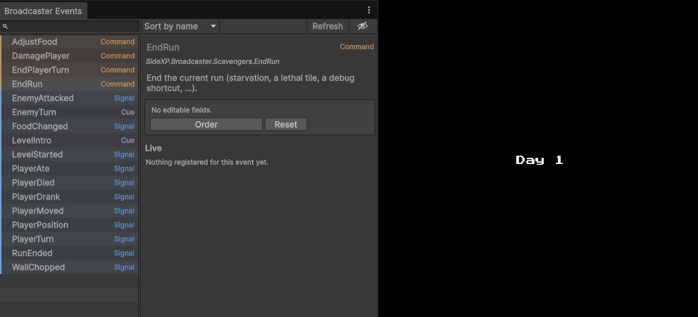 Use the Events window to manually trigger events