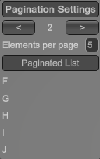 Pagination example GUI