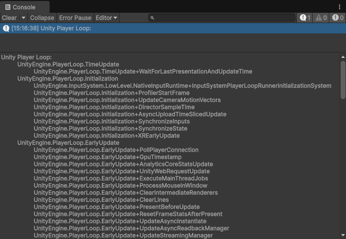 PlayerLoop print in console