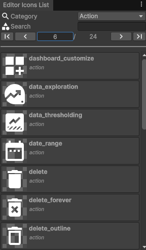 Icons list window